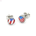 Petrol Dripping Stainless Steel Stud Flag Earrings